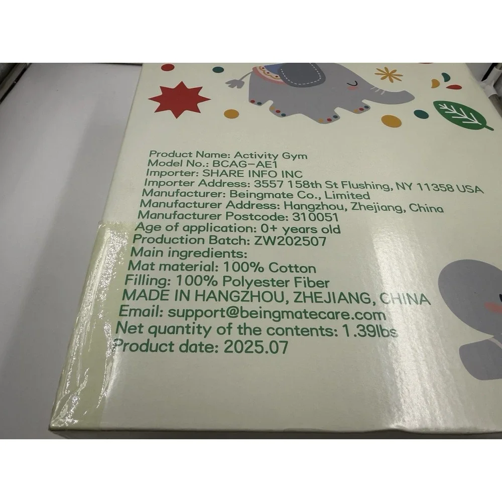 Baby Play Gym Tummy Time Mat‎ Oversize Elephant Activity Mat With 6 Detachable